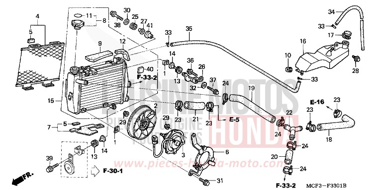 RADIATEUR (D.) (VTR1000SP2/3/4/5/6) de VTR1000 SP-2 GRAPHITE BLACK (NHB01) 2006